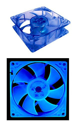 Spire 120MM Blue UV Reactive Crystal Fan, Model FD12025S1M3-UV - Coolerguys