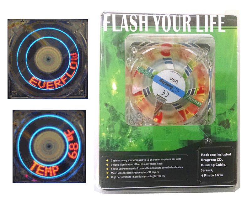 Programmable Led Fan Software The Cooljag Programmable 80x80x25mm Mini-LED Flash Fan EF4-80 – Coolerguys
