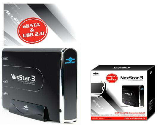 Vantec Nexstar-3 External HD Enclosure with eSata & USB 2.0 # NST-360SU-BK - Coolerguys